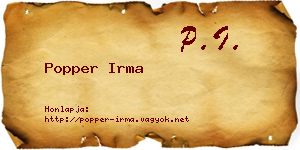 Popper Irma névjegykártya
